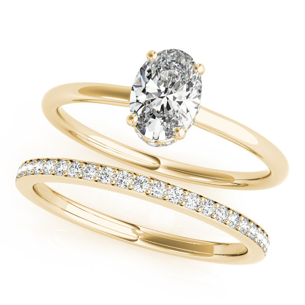 18K Yellow Gold 1/10 ct tw Halo Diamond Engagement Ring
