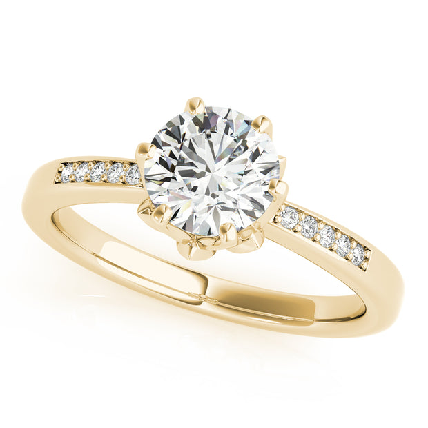 18K Yellow Gold 1.125ctw Round Diamond Engagement Ring