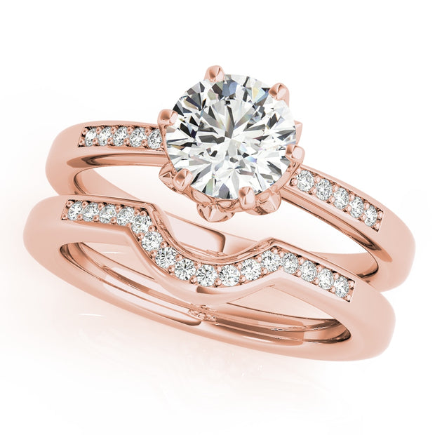 14K Rose Gold 1 1/8 ct tw Single Row Diamond Engagement Ring