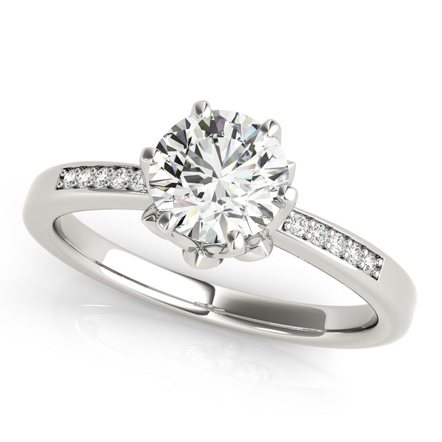 Diamond White Gold Single Row Engagement Ring
