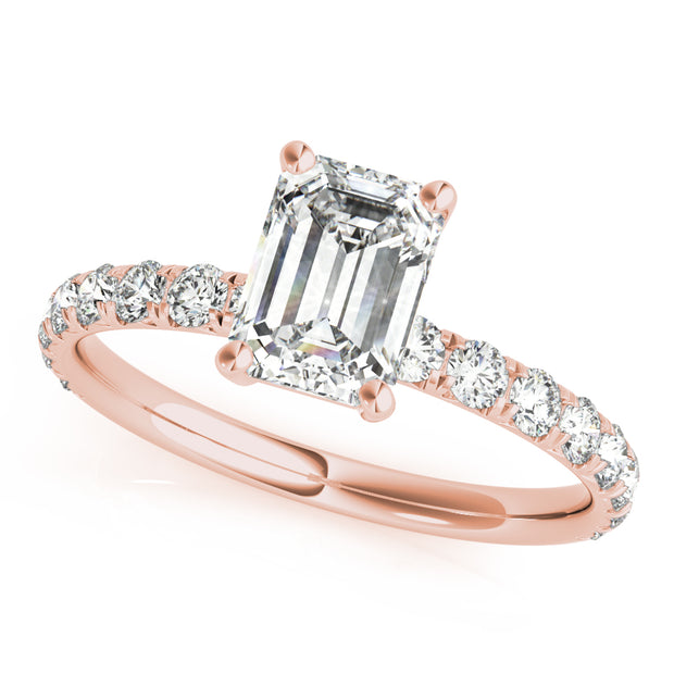 Rose Gold Emerald Diamond Engagement Ring 1/2 CT