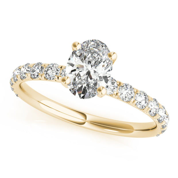 14K Yellow Gold Oval Diamond Engagement Ring