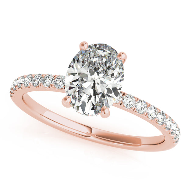 18K Rose Gold Oval Diamond Halo Engagement Ring