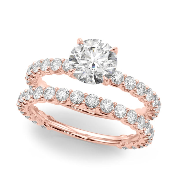 14K Rose Gold 1 5/8 ct tw Single Row Diamond Engagement Ring