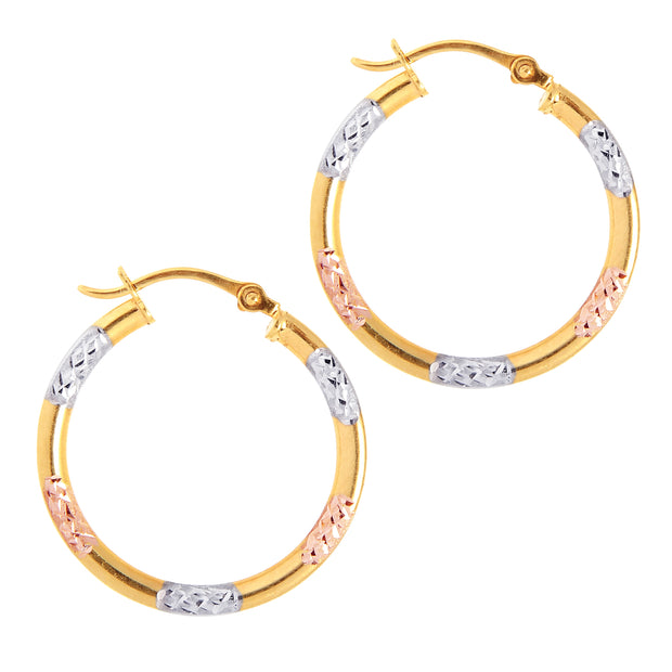 10K Gold Diamond Cut Hoop Earring