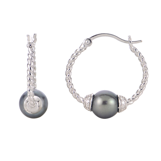 Sterling Silver Tahitian Pearl Earring