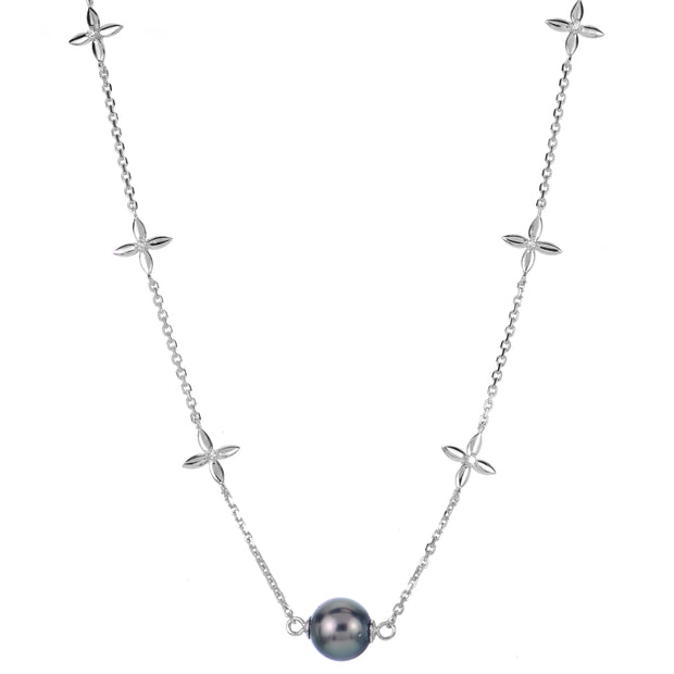 Sterling Silver Tahitian Pearl Necklace