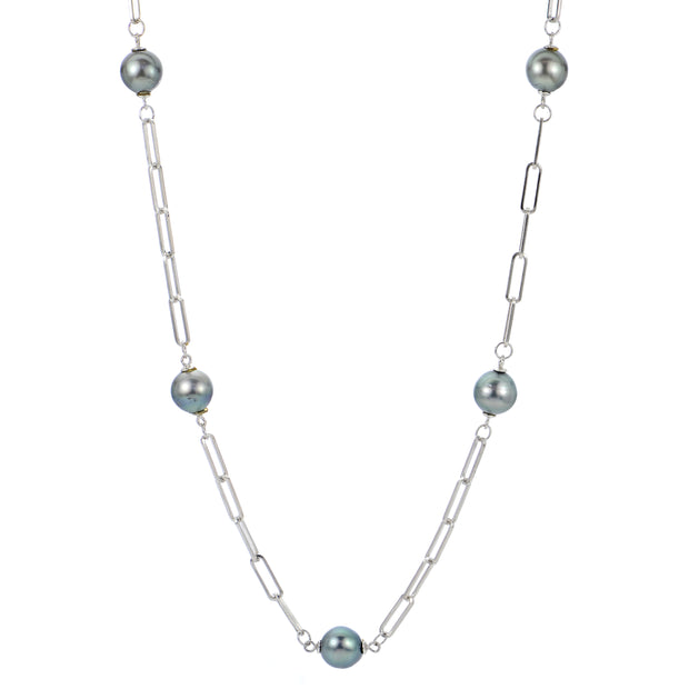 Sterling Silver Tahitian Pearl Necklace