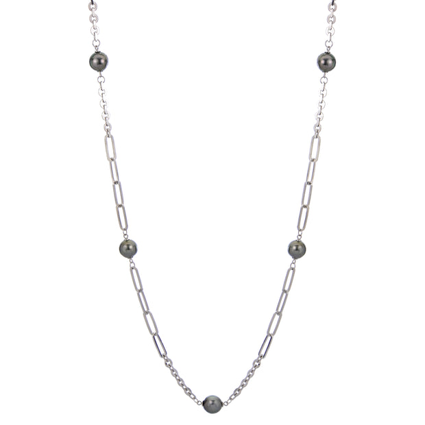 Sterling Silver Tahitian Pearl Necklace