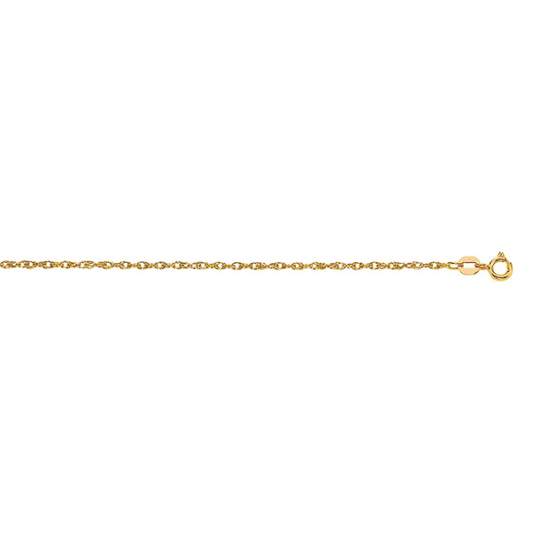 14K Gold .95mm Machine Rope Chain (Carded)