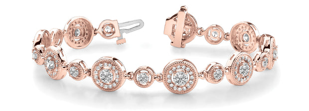 14K Rose Gold Vintage Diamond Tennis Bracelet