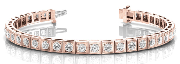 18K Rose Gold 7/8 ct tw Vintage Diamond Bracelet