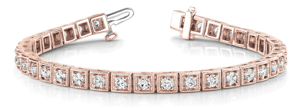 14K Rose Gold 1 5/8 ct tw Vintage Diamond Bracelet