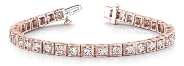 14K Rose Gold 1 5/8 ct tw Vintage Diamond Bracelet