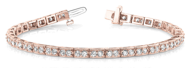 14K Rose Gold 2 ct tw Vintage Diamond Bracelet