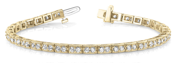14K Yellow Gold 2 ct tw Vintage Diamond Bracelet