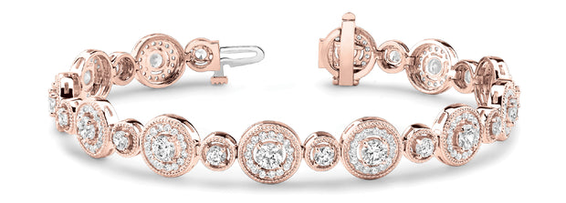 14K Rose Gold 4 1/2 ct tw Vintage Diamond Bracelet