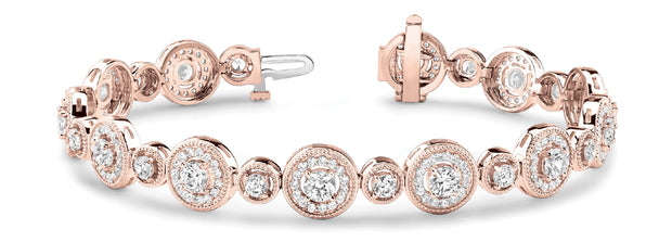 18K Rose Gold 4 1/2 ct tw Vintage Diamond Bracelet