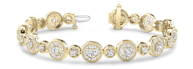 18K Yellow Gold 4 1/2 ct tw Vintage Diamond Bracelet