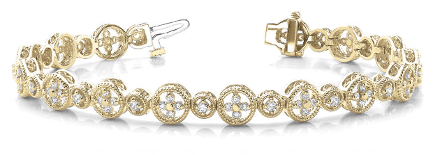 18K Yellow Gold 1 3/8 ct tw Vintage Diamond Bracelet