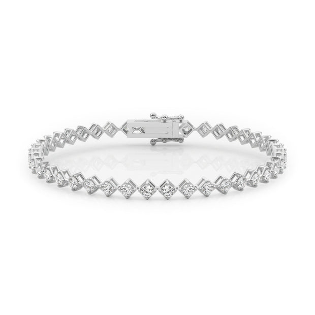 Round Diamond Tennis Line Bracelet