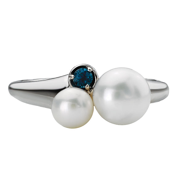 Ladies Fashion Freshwater Pearl and Blue Topaz Ring