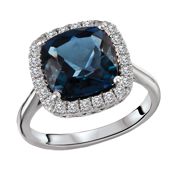 London Blue Topaz and White Topaz Ring