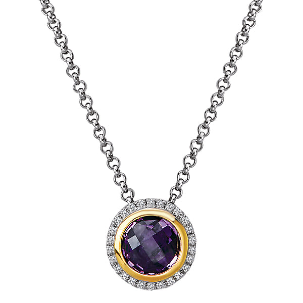 Diamond and Gemstone Halo Pendant