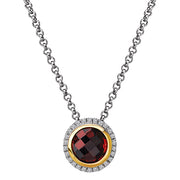 Diamond and Gemstone Halo Pendant