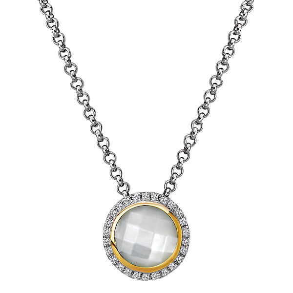 Diamond and Gemstone Halo Necklace