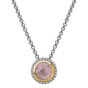 Diamond and Rose Quartz Halo Pendant