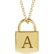 Engravable Lock Necklace - Adjustable 16-18" | Gold or Silver