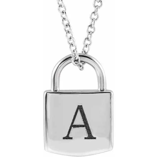 Engravable Lock Necklace - Adjustable 16-18" | Gold or Silver