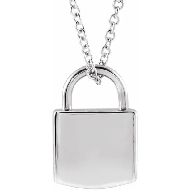 Engravable Lock Necklace - Adjustable 16-18" | Gold or Silver