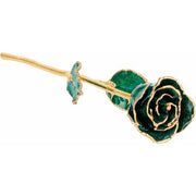 Preserved Emerald Sparkle Rose with Gold Trim