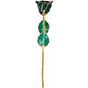 Preserved Emerald Sparkle Rose with Gold Trim