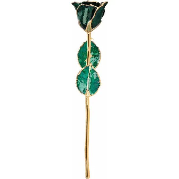 Preserved Emerald Sparkle Rose with Gold Trim