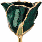 Preserved Emerald Sparkle Rose with Gold Trim