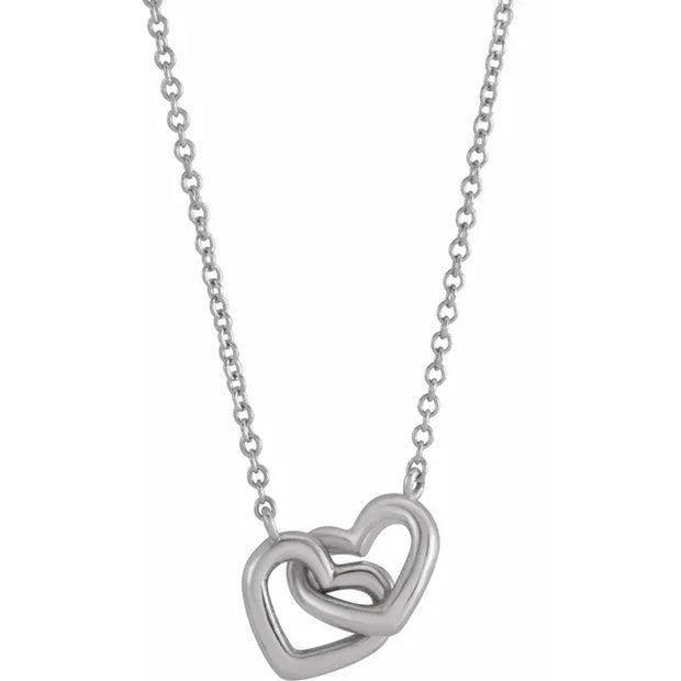 Interlocking Heart Necklace | Gold or Silver