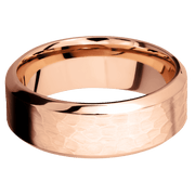 14K Rose Gold with Hammer , Polish Finish