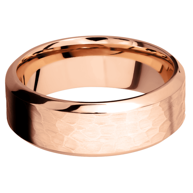 14K Rose Gold with Hammer , Polish Finish