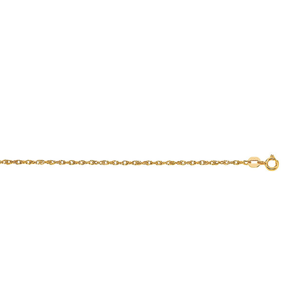 14K Gold 1.0mm Machine Rope Chain (Carded)