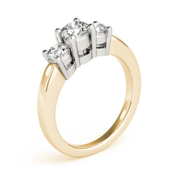 18K Yellow Gold 2 ct Diamond Three-Stone Engagement Ring