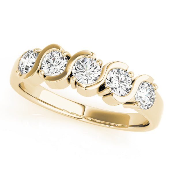 14K Yellow Gold 5-Stone Diamond Wedding Ring