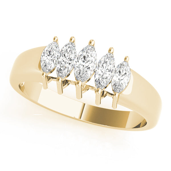 14K Yellow Gold Marquise Diamond Wedding Ring