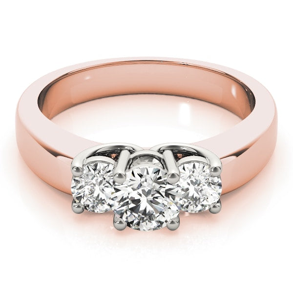 18K Rose Gold 1 ct tw Three Stone Diamond Engagement Ring