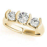18K Yellow Gold 1 ct Diamond Three-Stone Engagement Ring