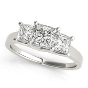 Diamond White Gold Square Three Stone Ring