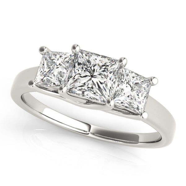 Diamond White Gold Square Three Stone Ring