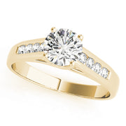 14K Yellow Gold Round Diamond Trellis Ring